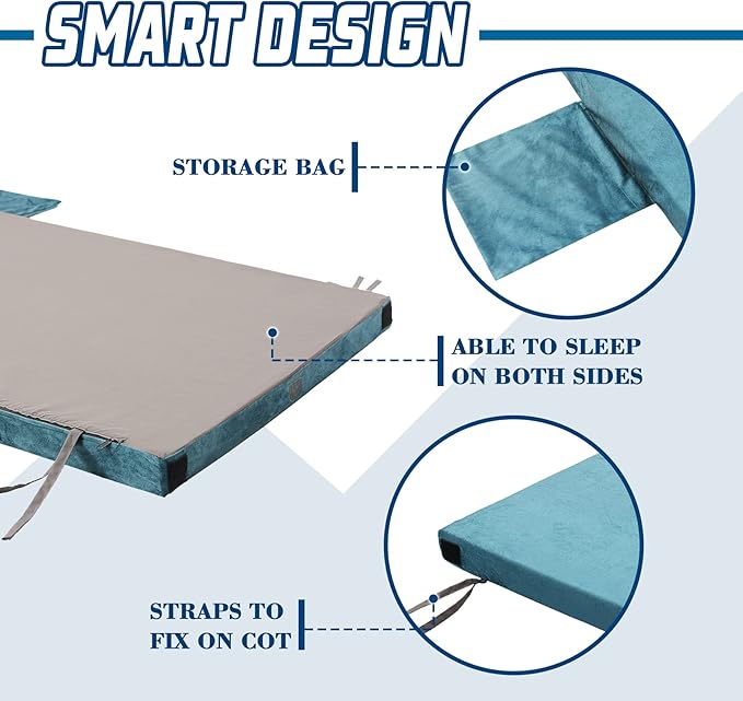 Foam Camping Mattress - Roll Up Sleeping Mat for Cot Foam Sleeping Pad for Camping with Cover for Kids Adults Portable Camping Mat Camping Pad for Bed Car