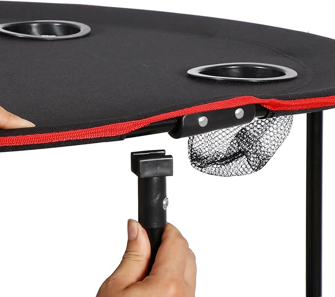 HomGarden 28 Portable Folding Picnic Table Outdoor Camp Table Round 2-Tier with 4 Cup HoldersPortable Tables Folding for BBQ Fishing Beach Table for Party Black