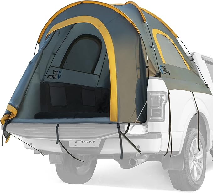 JOYTUTUS Pickup Truck Tent 2.0 Waterproof PU2000mm Double Layer for 2 Person Portable Truck Bed Tent with Rainfly 5.5'-5.8' Camping Preferred - Orange