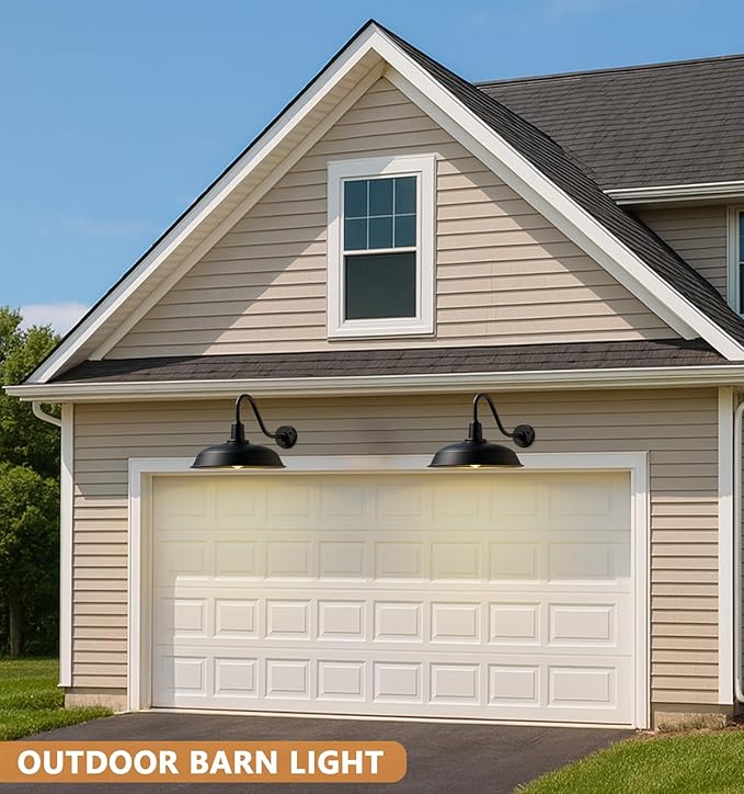 Extra Large 21 Outdoor Barn Gooseneck Light Rustic Modern Classic Farmhouse Porch Light for Barn Deck Driveway - 2 Pack