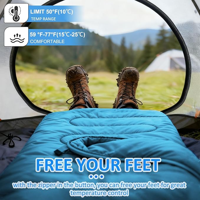 oaskys Camping Sleeping Bag - 3 Season Warm &amp Cool Weather - Summer Spring Fall Lightweight Waterproof for Adults Kids - Camping Gear Equipment Traveling and Outdoors