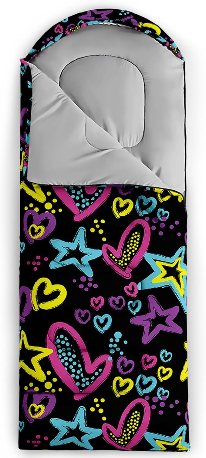 QOOMO Axolotl Cute Camping Sleeping Bags3 Season Warm &amp Cool WeatherLightweightWaterproof Sleeping Bags for Adults &amp KidsTravelingand Outdoors