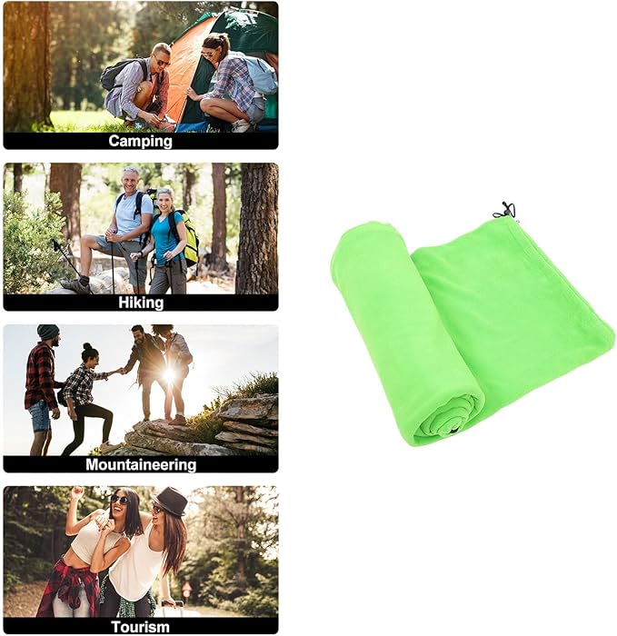 Lightweight Envelope for Adults Breathable Polar Fleece Camping Gear for Hiking Backpacking Travel Accessories Warm Skin-Friendly Outdoor Sleep Sack in Green