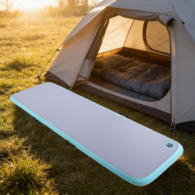 Air Mattress with Pump PVC Water Proof Airtight Portable Inflatable Air Bed for Camping Travel Guests Green 192x65x10cm