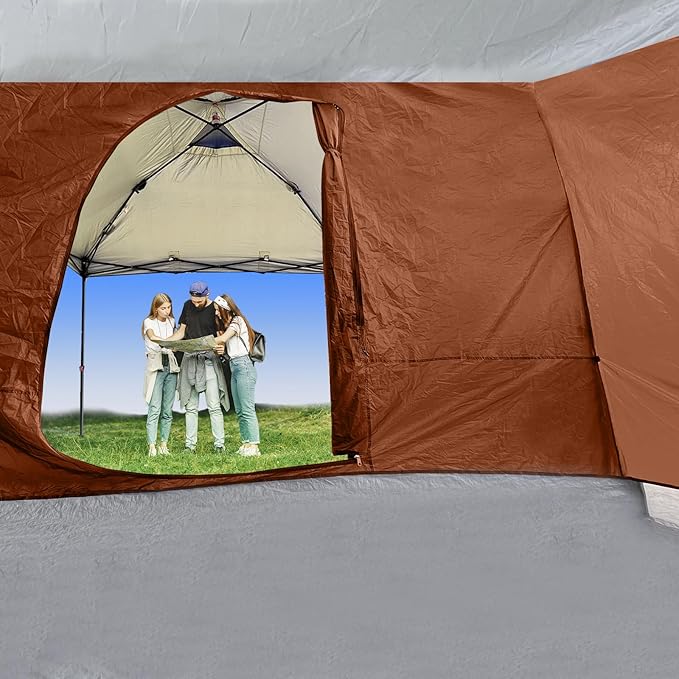 KAMPKEEPER Side TentCamping Tent for 10' x 10' Pop Up Canopy Easy Set Up GazeboCompatible with 10' Wide Canopy Tents (Orange)