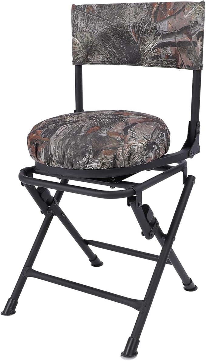 360° Swivel Chairs for Ground Blinds Portable Folding Camping Chairs for Adults Seats with Hard Arms for Fishing Camping 600D Oxford Lawn