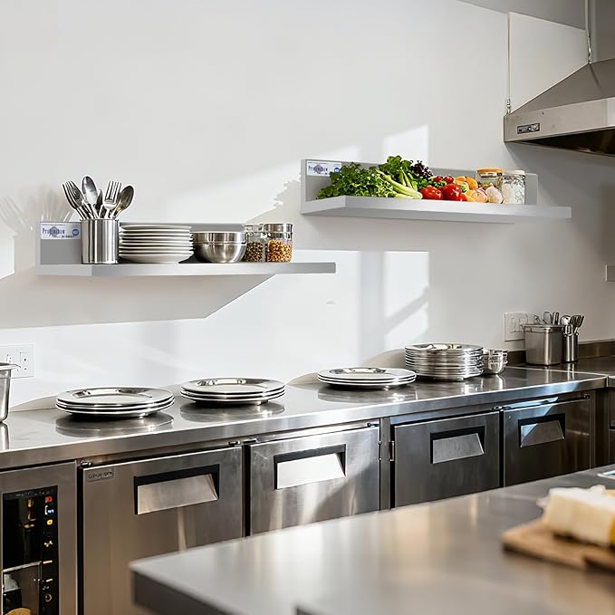 Profeeshaw Stainless Steel Shelf Wall Mounted Commercial Stainless Steel Shelves 8.6 * 16 Inch 44lb Heavy Duty Commercial Kitchen Shelf for Restaurant Bar Utility Room Kitchen and Garage