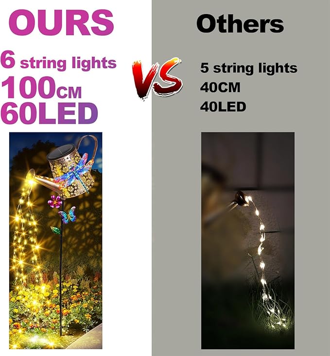 Solar Watering Can with Lights Outdoor Garden 41in Large Dragonfly Garden Stake Lights Waterproof Decoration for Yard Lawn Pathway Gifts for Mom Grandma Women Birthday Gardening Gift