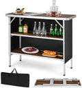 COSTWAY Folding Picnic Table Portable Camping Table with Carry Bag Lightweight Aluminum Food Prep Station with 2 Shelves Quick Set-up BBQ Party Backyard