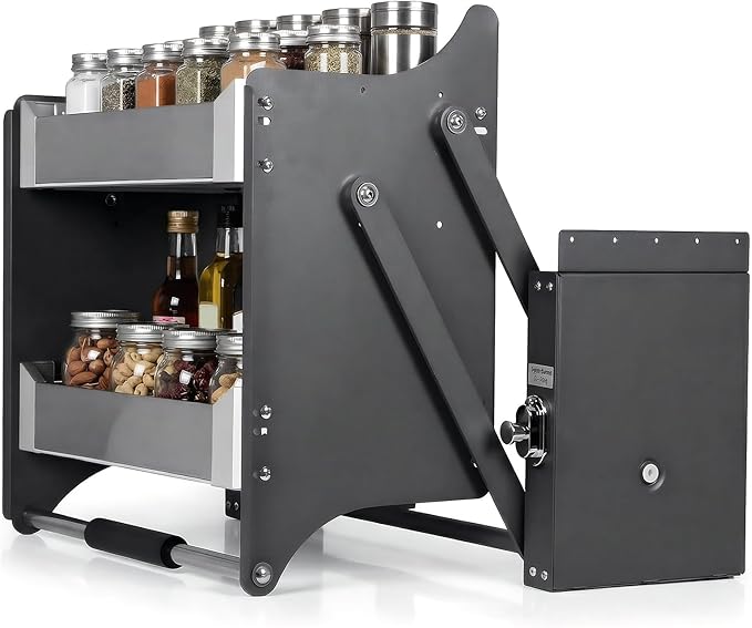 2 Tier Heavy Duty Pull Down Shelf 22.2-22.4 Inch Width 11 Inch Depth 22 Inch Height Shelf Organizer for Kitchen Pots Pans &amp Pantry Storage