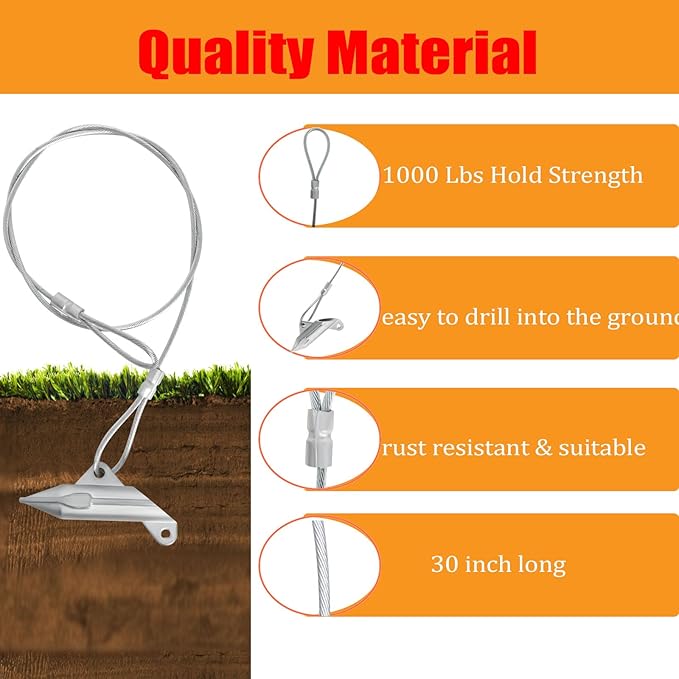 30 inch Ground Earth Anchors with Rod Arrow Shed Anchor Kit for Securing Camping Tents Sheds Swing Sets Greenhouses – Easy to Use 6-Pack Heavy Duty Tree Stakes Retaining Wall Anchors