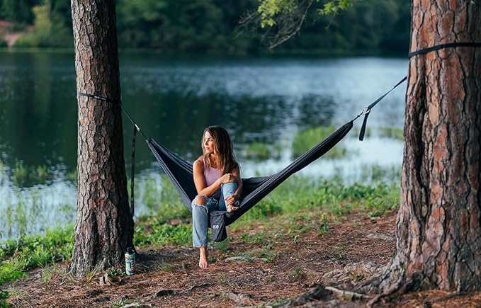 ENO TravelNest Hammock &amp Straps Combo - Portable Hiking and Camping Hammock with Straps Included - Travel Hammock for Camping Hiking Backpacking a Festival or The Beach - Charcoal