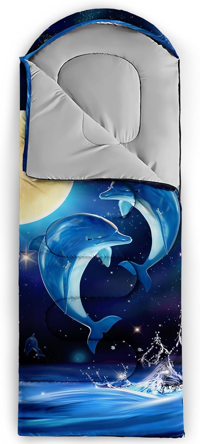 AILONEN Cartoon Camping Sleeping Bag for Boys Girls AdultsLightweight &amp Waterproof3 Season Warm &amp Cold WeatherPortablePrinted Sleeping BagTravelingCampingHiking