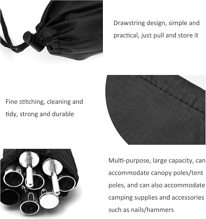 2Pcs Tent Pole Bag 31.5in Trekking Poles Carrying Bag Tent Stakes Bag Black Portable Canopy Pole Storage Bag Camping Accessory for Camping Hiking Tent