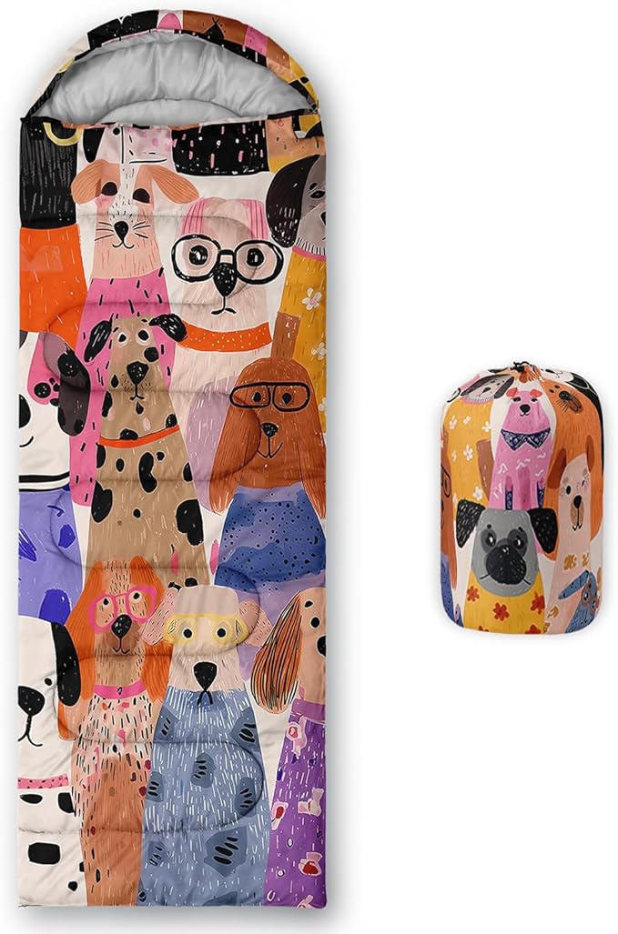 AILONEN Cartoon Camping Sleeping Bag for Boys Girls AdultsLightweight &amp Waterproof3 Season Warm &amp Cold WeatherPortablePrinted Sleeping BagTravelingCampingHiking