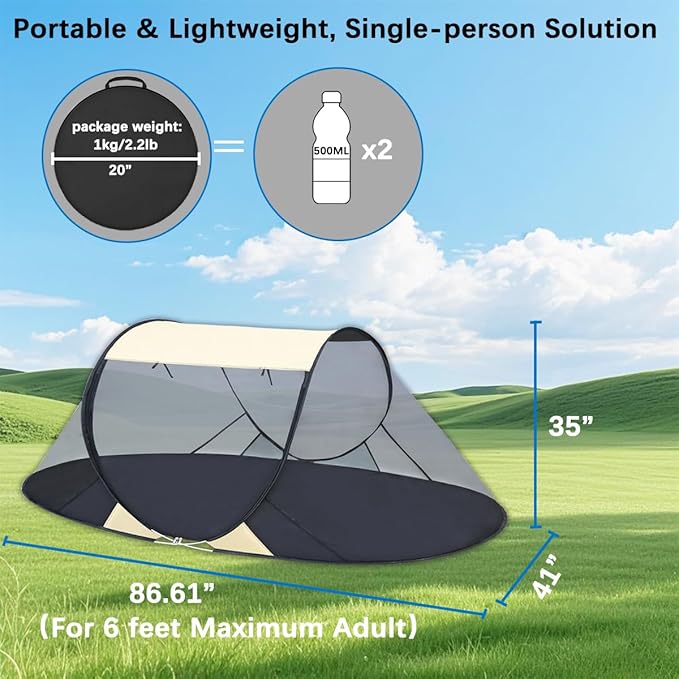 Akiky Pop Up Mosquito Tent for Camping1 Person Camping Tent with Bug Screen TentMosquito Net Foldable Portable for Adults Kids