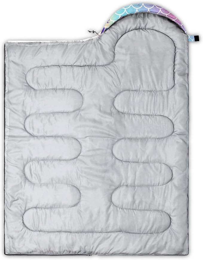Kids Sleeping Bag for Boys GirlsRocket Moon Print-Lightweight Warm Portable Outdoor Indoor-Waterproof Cold Weather Resistant Sleeping Bag for Camping Hiking