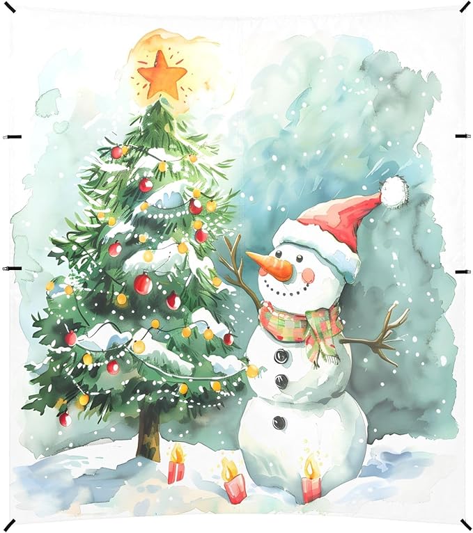 ALAZA Christmas Snowman Tree Beach Tent Sun Shelter UPF50+ Protection Beach Shade Canopy w/ 4 Sandbags for Outdoor Camping Fishing Backyard Fun Picnic 10x9 ft
