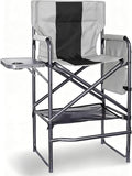 30 Tall Directors Chair with Side Table 400LBS Bar Height Folding Camping Chair (Light Gray/Black)