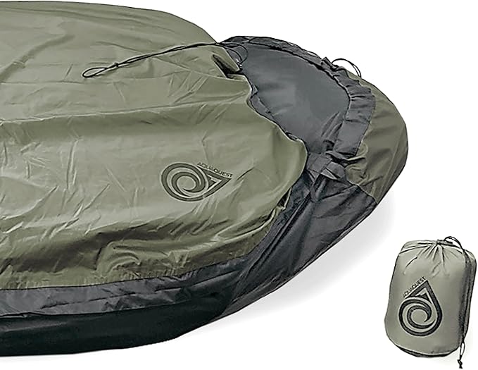 AquaQuest Pharaoh Bivy Sack Waterproof Outer Shell for Sleeping Bag Minimalist Stealth Shelter Olive Drab
