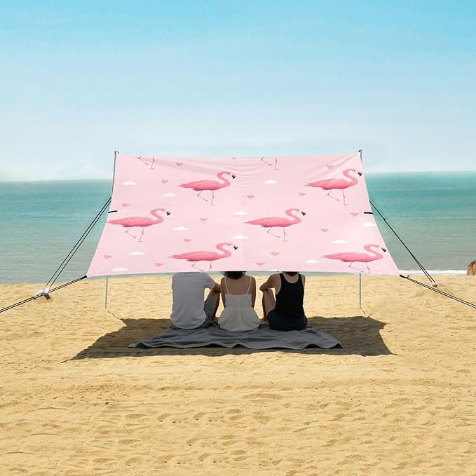 Flamingo HeartCamping Sun Shelters 9.2 x 10.5 FT Beach Canopy Tent Sun Shade with Carrying Bag for Camping Trips Fishing Backyard Fun or Picnics 21341689