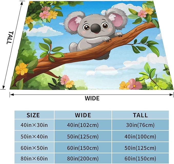 Koala Lying on The Tree Soft Fleece Blanket 60 * 50 inch Soft Sofa Blanket Suitable for Sofa Camping Travel Night Cover Blanket