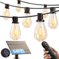 addlon 54FT(48FT+6) Solar String Lights Outdoor Waterproof with USB Port &amp Remote Control Solar Patio Lights for Outside Solar Powered with 16 LED Dimmable Bulbs for Porch Garden Deck Halloween
