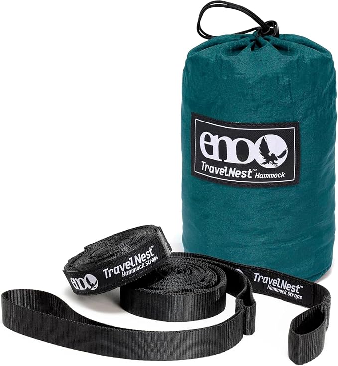 ENO TravelNest Hammock &amp Straps Combo - Portable Hiking and Camping Hammock with Straps Included - Travel Hammock for Camping Hiking Backpacking a Festival or The Beach - Marine