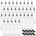 32 Pack 25 oz Syrup Bottle Plastic Long Neck Bottle with Stainless Steel Leakproof Tapered Spout Pourer and Cap Alcohol Juice Coffee Container for Home Bar Service Bartending Supplies