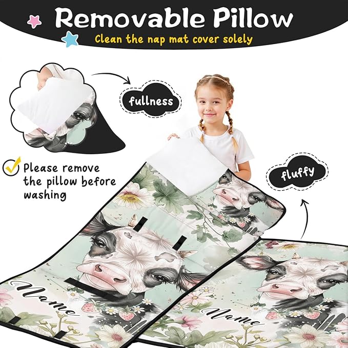 Toddler Sleeping Bag with Blanket &amp Pillow – Personalized Roll-Up Nap Mat with Custom Name for Kids