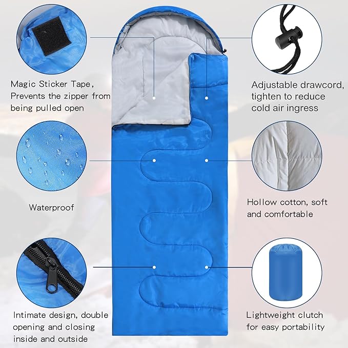 Macarrie 10 Pcs Bulk Sleeping Bags for Homeless Donation Shelter Adults 0 Degree Waterproof Sleeping Bags with Compression Sack for Cold Weather Emergency Hiking Camping Warm
