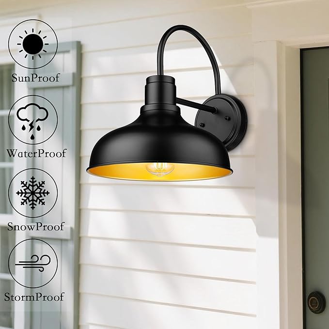 ALLGOT Outdoor Farmhouse Barn Lights Exterior Wall Mount Lights Vintage Wall Lighting Fixture Industrial Outdoor Sconce Lighting for Garage Front Door Porch Patio(Black 4 Pack)
