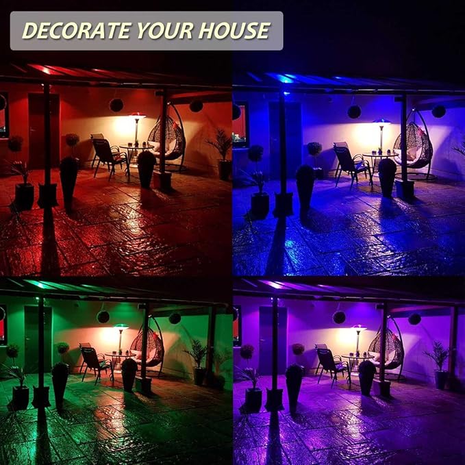 RGB LED Flood Lights50W Outdoor Super Bright SpotlightHigh Power 16 Colors Remote Control Floodlight4 Modes with US 3-PlugIP65 Waterproof Spotlight for StageYard