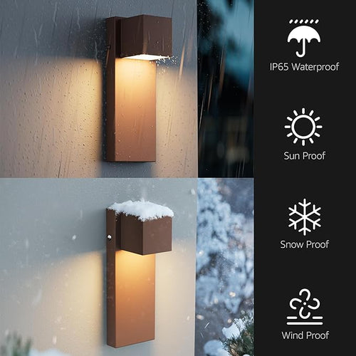 2 Pack 13 Modern Outdoor Led Wall Light16W 3000K 1200Lumen Porch &amp Patio Hardwired Wall Mount Wall SconcesExterior IP65 Waterproof Aluminum Wall Lamp for Front Door Garage Garden(Rust)