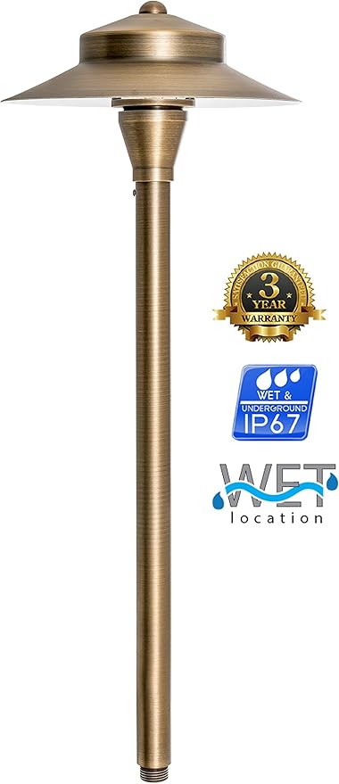 Westgate Lighting LED Area Light- Built-in Integrated LED Outdoor Light - 11 Height of Stem-Solid Brass Antique Bronze Finish Landscape Light- 12V of AC/DC Current (1)