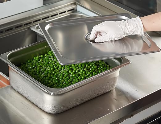CURTA 6-Pack 1/2 Size Steam Table Pan Covers with Handle NSF Certified 18/8 Stainless Steel Hotel Pan Lids for Catering Buffet Restaurant Commercial Kitchen Dishwasher Safe
