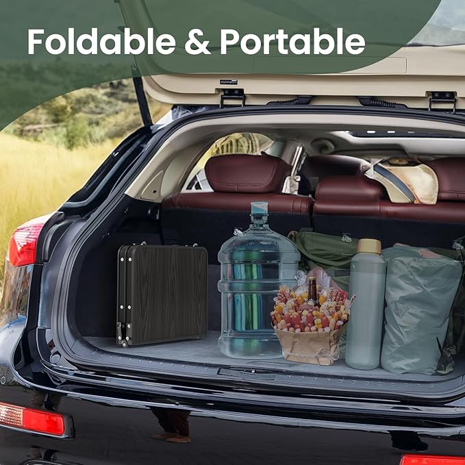 Titanker Folding Camping Table Small 2ft Small Camp Table Portable with 50% Extra Space Folding Picnic Set Portable Beach Table Car Camping Essentials Aluminum Light &amp Solid