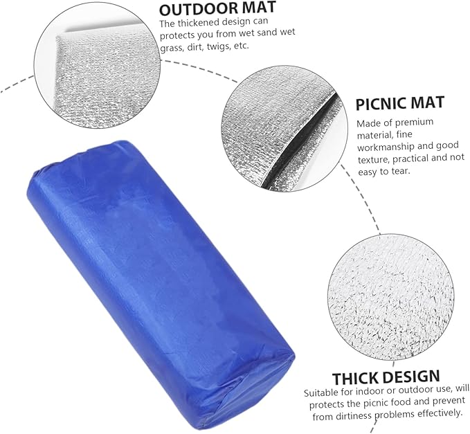 Outdoor Picnic Blanket Thickened Camping Mat Dual Sided Foil for Beach Hiking and Family Picnics Includes Carry Bag