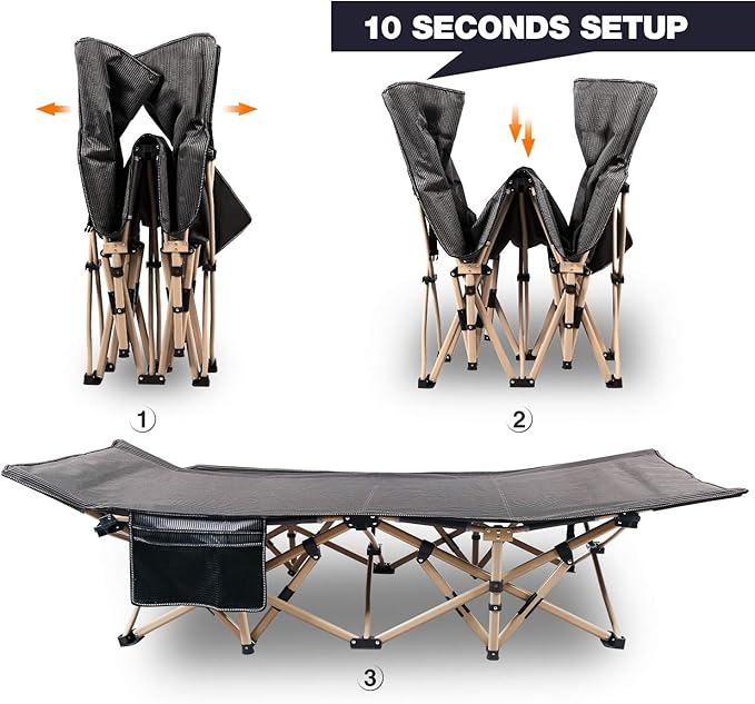 REDCAMP Oversized Camping cots for Adults 500lbs Extra Wide Sleeping Cots Tall Sleeping Cots Heavy Duty XL Cots Portable for Outdoor Indoor Office Grey