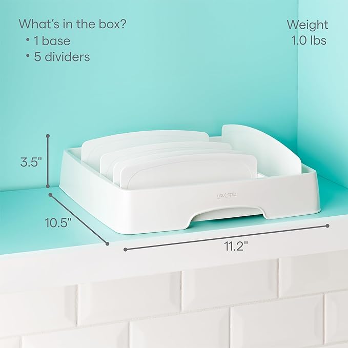 YouCopia StoraLid Adjustable Food Container Lid Organizer for Kitchen Cabinet Storage Medium Classic Edition