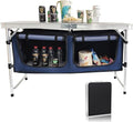 Camp Field Camping Folding Aluminum Table with Adjustable Legs for Outdoor Travel Beach Backyards BBQ Party and Picnic Foldable Table