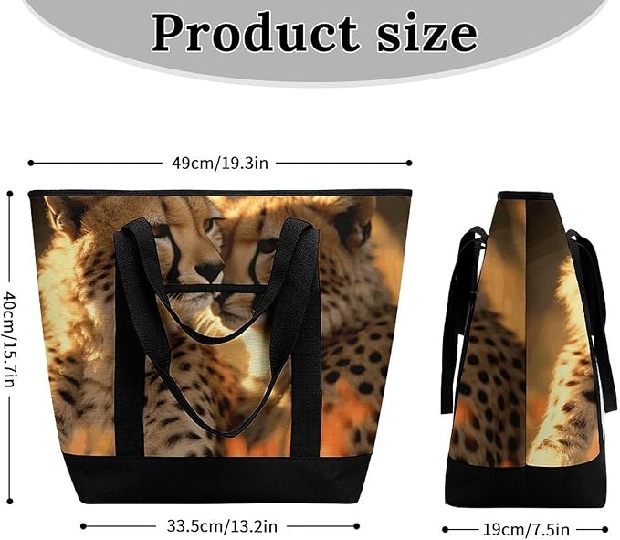 Insulated Shopping BagLarge Reusable Cooler Bags Cheetah Love Printed Foldable Shopping BagTravel Waterproof Shoulder Bag