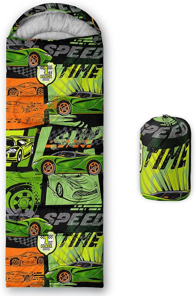 Kids Sleeping Bag for Boys GirlsCartoon Dinosaur Print-Lightweight Warm Portable Outdoor Indoor-Waterproof Cold Weather Resistant Sleeping Bag for Camping Hiking