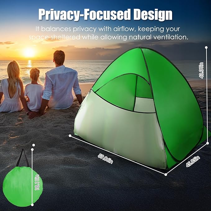 Pop Up Beach Tent Sun Shelter for 2-3 Person Sun Shelter with UPF 50+ &amp Lightweight Portable Beach Tent Easy Pop Up for Outdoor Camping Fishing
