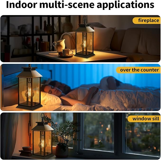 2 Pack Hanging Solar Lanterns Glass Solar Lights Outdoor Waterproof Upgraded Solar and AA Battery Powered for Outside Porch Patio and Indoor Tables Mantelpiece