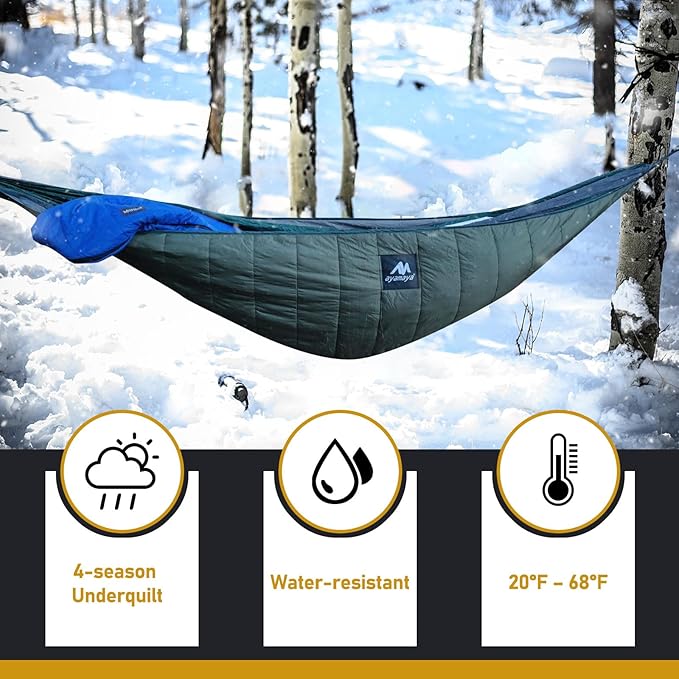 AYAMAYA Single &amp Double Hammock Underquilt Full Length Big Size Under Quilts for Hammocks Camping Backpacking Essential Winter Cold Weather Warm UQ Blanket Bottom Insulation