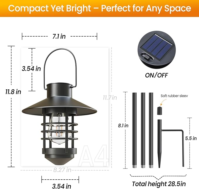 2 Pack Solar Garden Lights with Ground Spikes Solar Powered Pathway Lanterns for Yard Patio Driveway - Decorative Landscape Lighting Gifts for Family Women