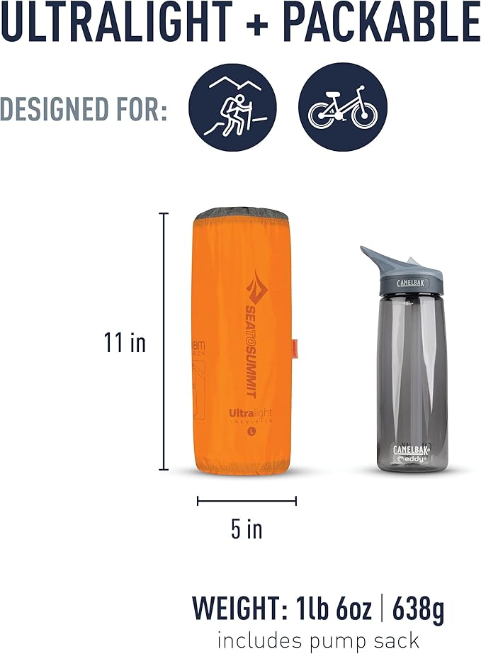 Sea to Summit Ultralight Insulated Backpacking Sleeping Pad Large (78 x 25 x 2 inches)