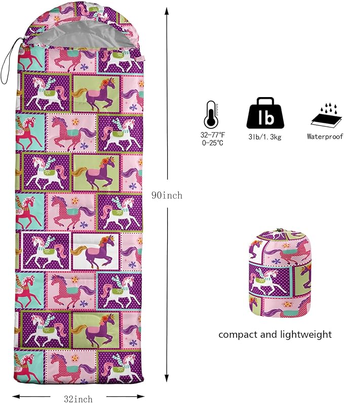 HOSIMA Mermaid Tail Kids Sleeping Bags for Camping Hiking TravelPurple Fish Scale Backpacking Sleeping Bag Sleep Away Camp Stuff for Girls4 Seasons Lightweight Sleeping Bags for Adults.