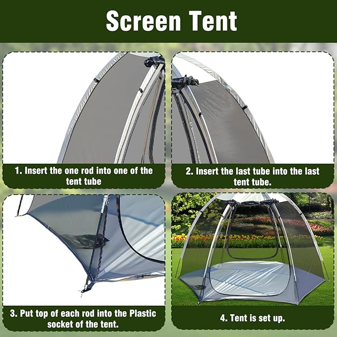 Screen House Tent Portable Canopy with Floor Mosquito Net Outdoor Room Perfect for Patio Backyard Gazebo Picnic Mesh.